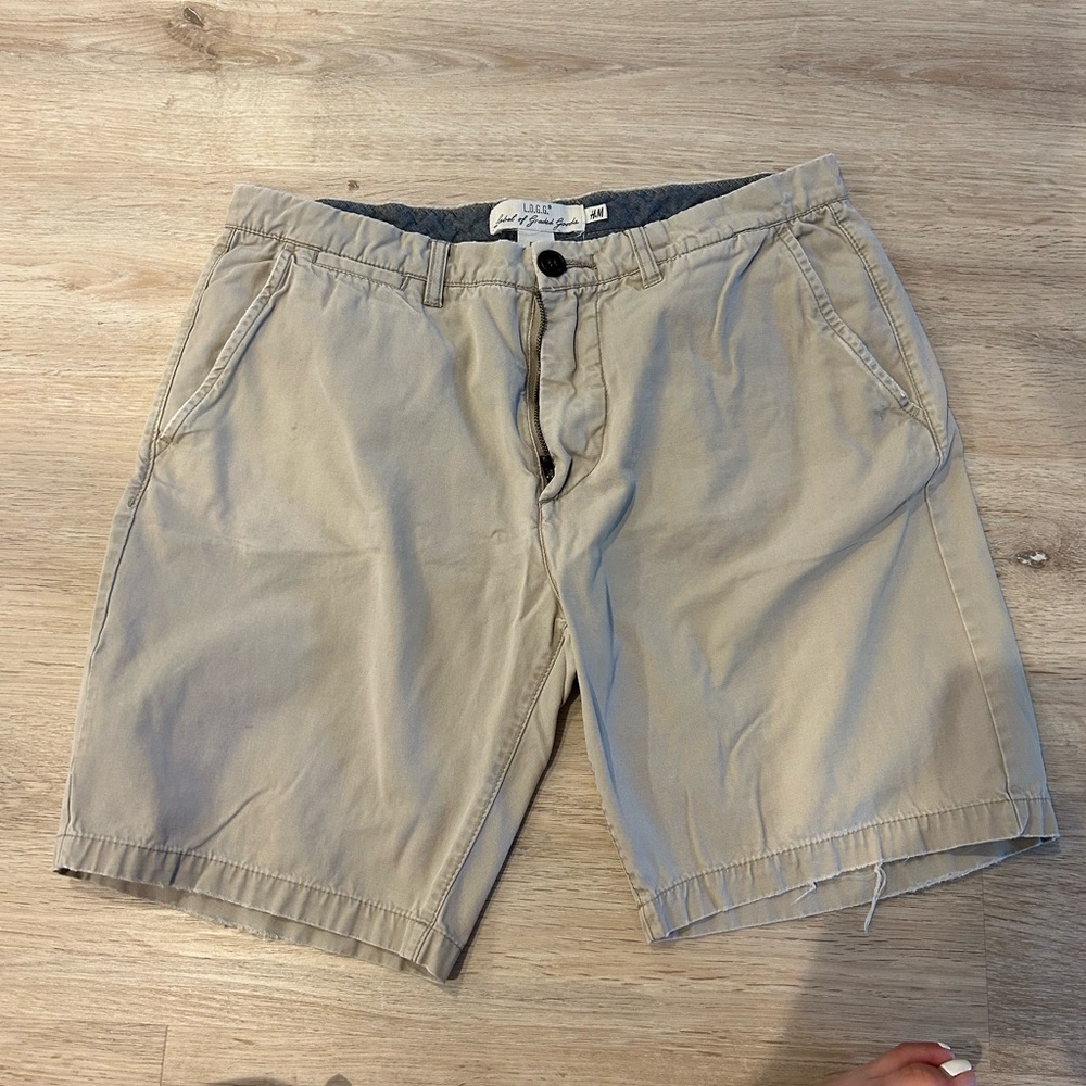 H&M Tan Flat Front Shorts Casual Style